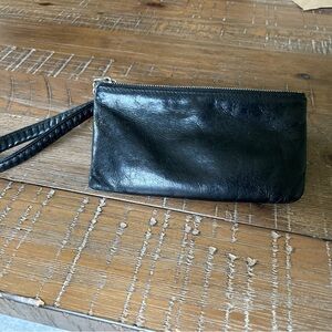 HOBO Classic Black Leather Wristlet